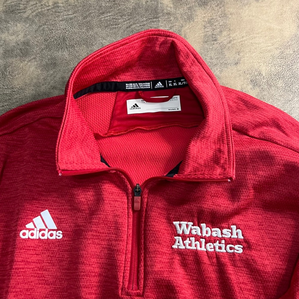 Adidas Quarter Zip Pullover Mens XL Red Wabash Athletics Climalite 4942